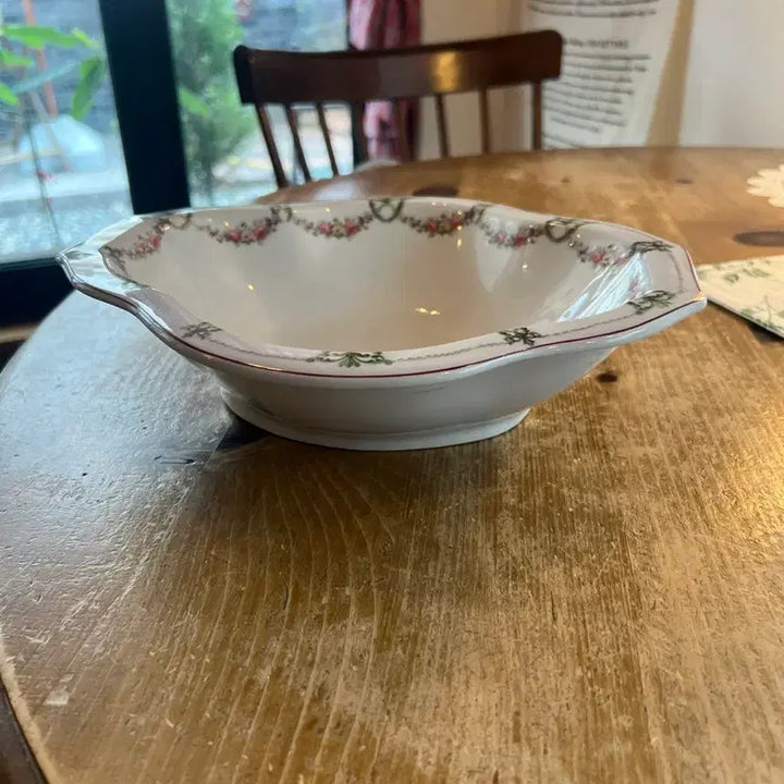 [BUNJANG] French Vintage Flower Garland Oval Bowl / 프랑스 빈티지 플라워 갈란드 오벌볼