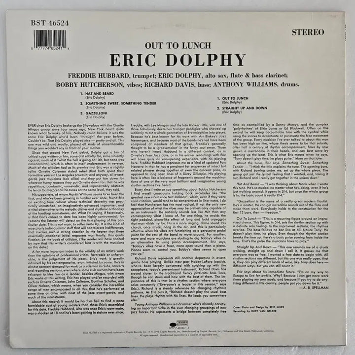 [BUNJANG] Eric Dolphy Out To Lunch! LP 180g Audiophile Reissue / Eric Dolphy의 Out To Lunch! LP(90년대180g)