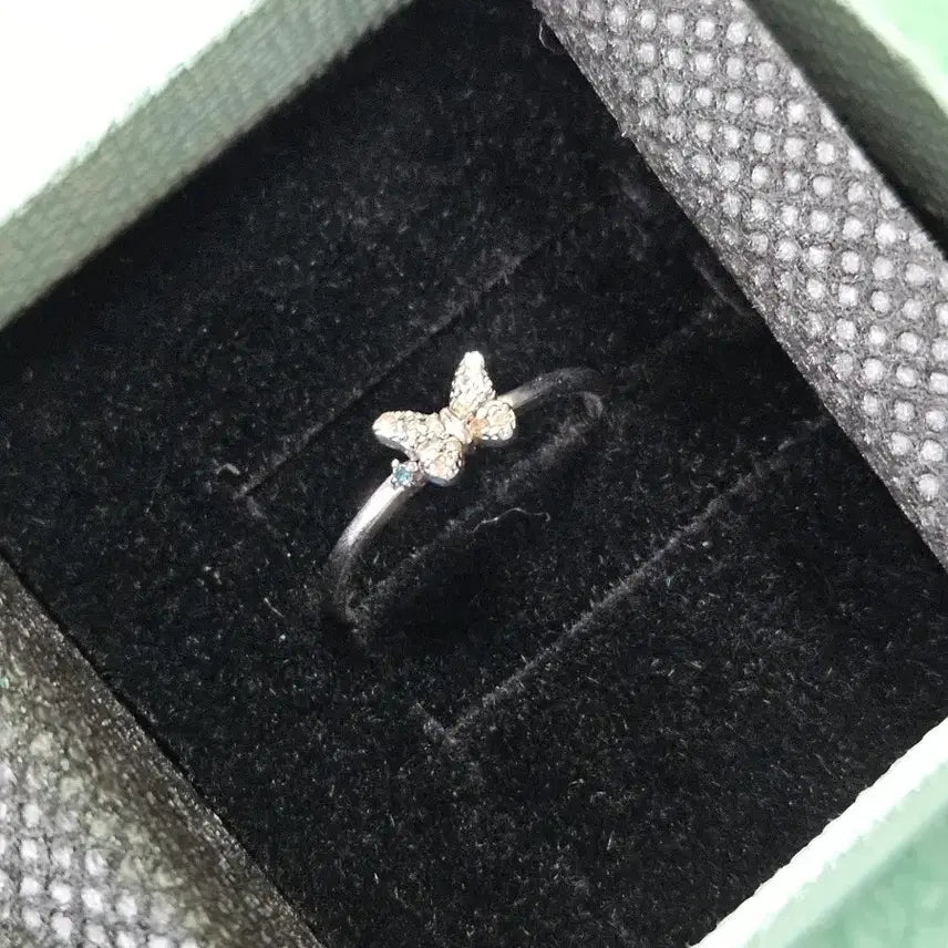 [BUNJANG] 14K White Gold Cognac Diamond Butterfly Ring (Size 9) / 14k 화이트골드 청꼬냑 다이아 나비 반지(9호)