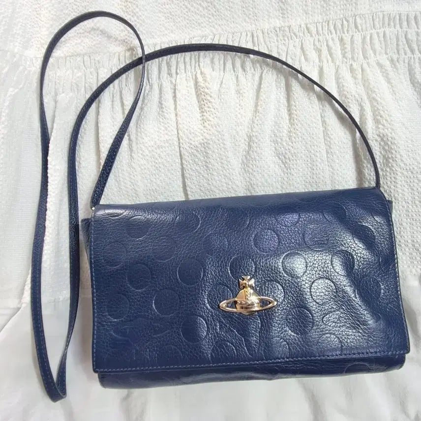 [BUNJANG] Vivienne Westwood Navy Dot Clutch/Crossbody Bag / 비비안웨스트우드 정품 네이비 도트 클러치겸 크로스백