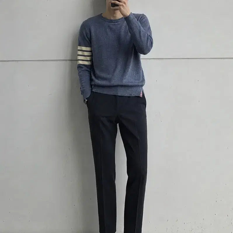 [BUNJANG] Thom Browne Signature Stripe Armband Knit / 톰브라운 사선 완장 블루 니트 90