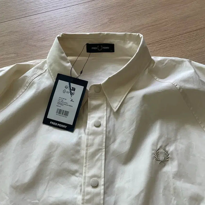 [BUNJANG] Fred Perry Shirt Jacket Ivory XL / 프레드페리 셔츠 자켓 아이보리 XL 110