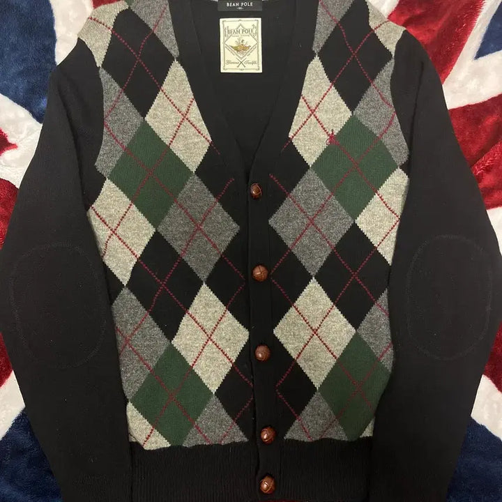 [BUNJANG] Beanpole Argyle Knit Cardigan / 빈폴 아가일 니트 가디건 100~105