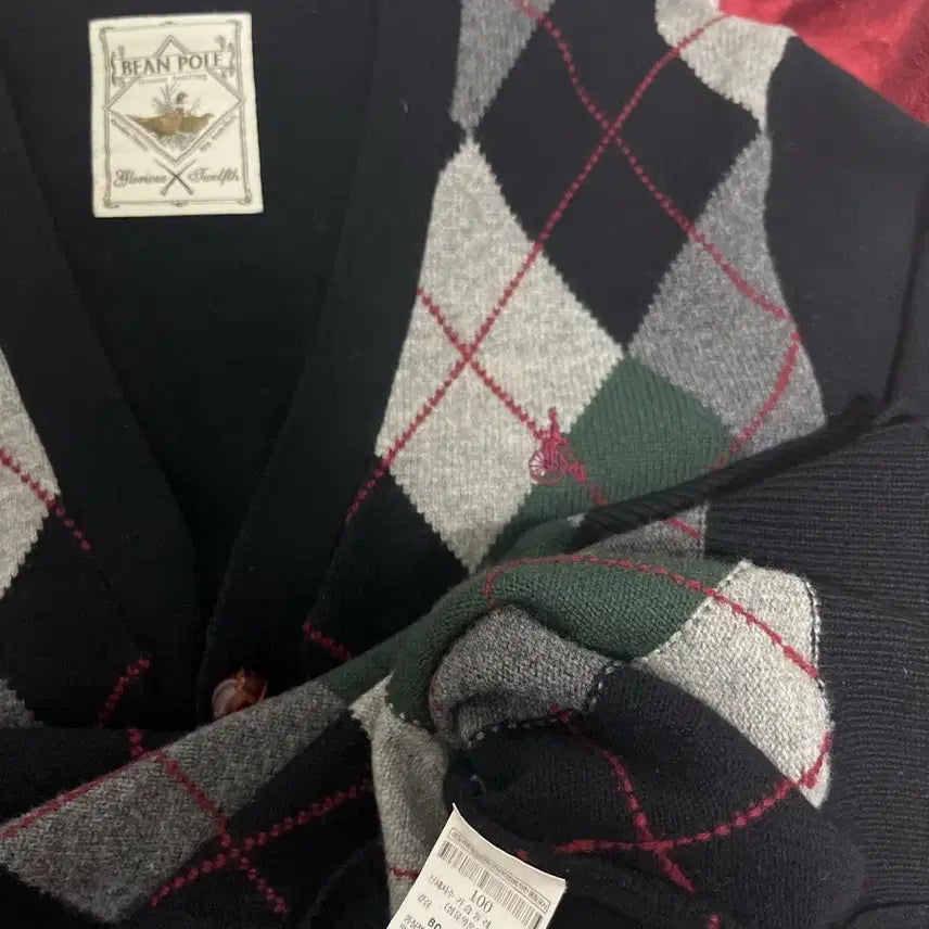 [BUNJANG] Beanpole Argyle Knit Cardigan / 빈폴 아가일 니트 가디건 100~105