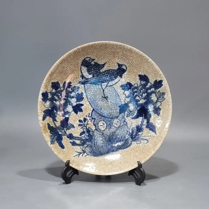 [BUNJANG] Celadon Porcelain Blue-and-White Bird-and-Flower Motif Vase / 방가유 청화 화조문 상반. 지름 26 높이 5