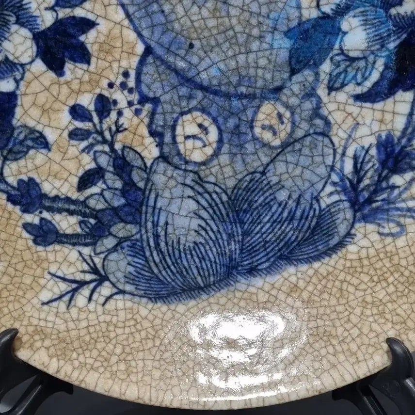[BUNJANG] Celadon Porcelain Blue-and-White Bird-and-Flower Motif Vase / 방가유 청화 화조문 상반. 지름 26 높이 5