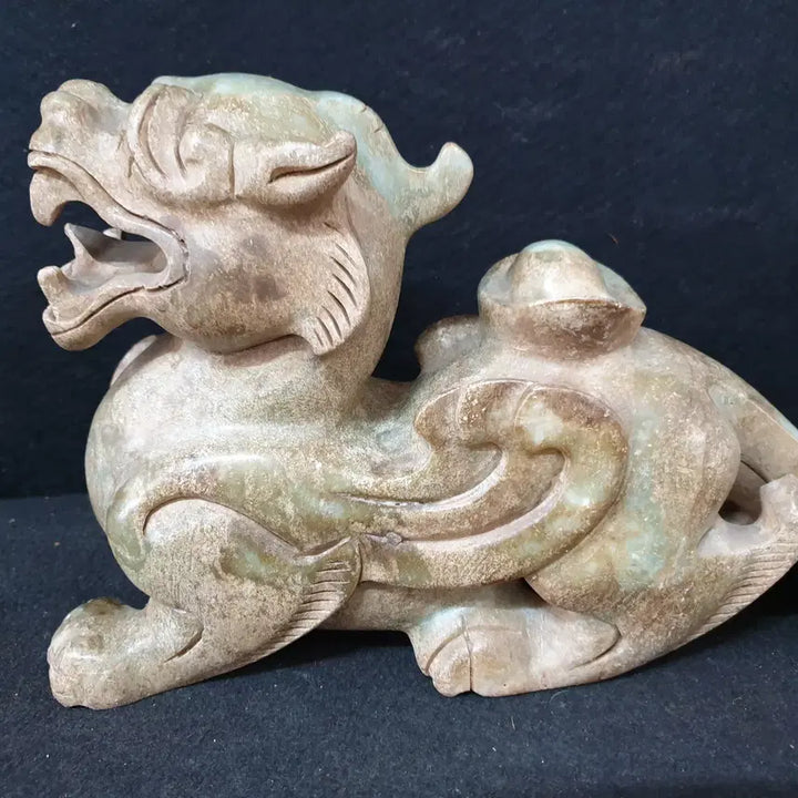 [BUNJANG] Large Chinese Celadon Jade Kirin Statue / (수원만물)대형 사이즈 출토 화전옥 기린상