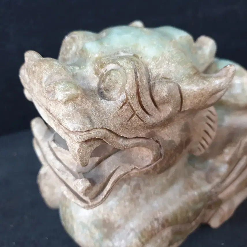 [BUNJANG] Large Chinese Celadon Jade Kirin Statue / (수원만물)대형 사이즈 출토 화전옥 기린상