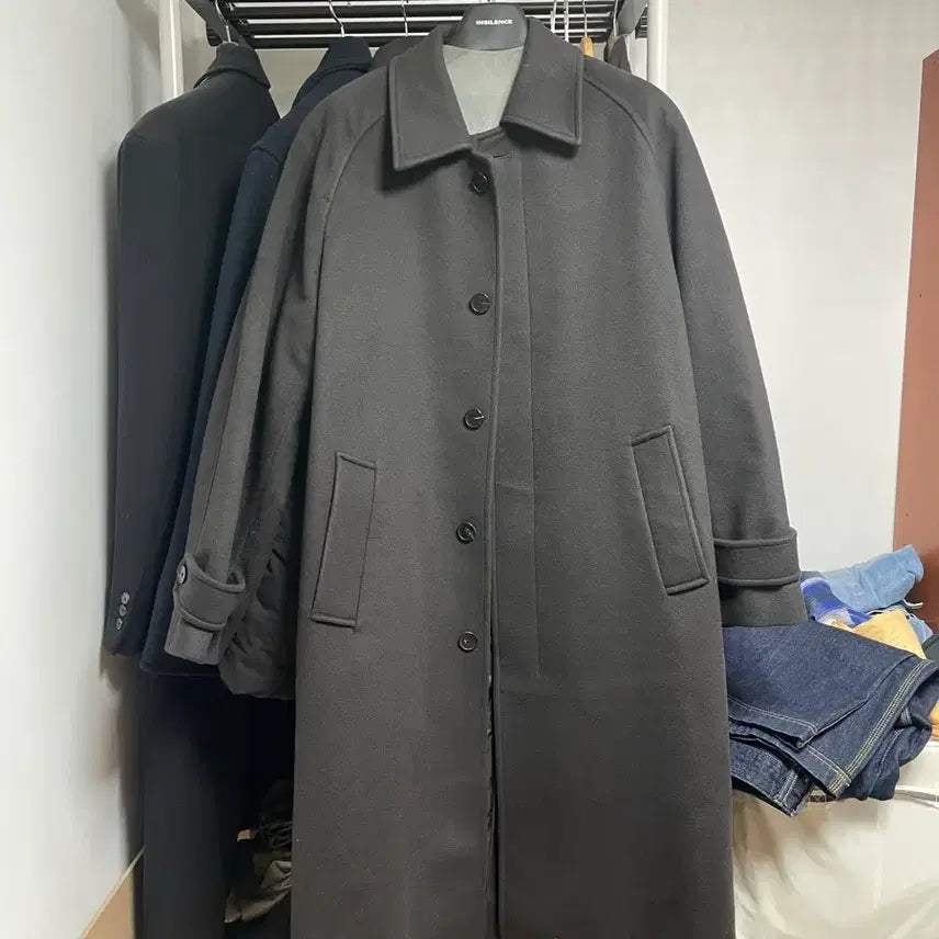 [BUNJANG] Insilencer Mapple Cashmere Balmacaan Coat Mud Grey (L) / 인사일런스 마펠 캐시미어 발마칸코트 머드그레이(L)