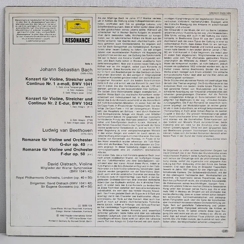 [BUNJANG] David Oistrakh Bach/Beethoven LP / 다비드 오이스트라흐 - 바흐/베토벤 LP