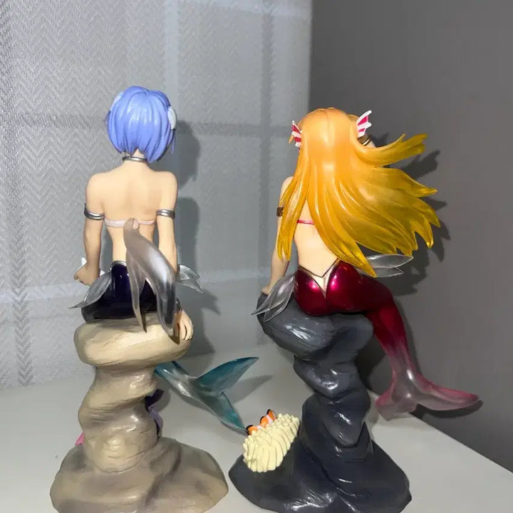[BUNJANG] Evangelion Asuka + Rei Mermaid Figure Bundle Set (Translucent Pearl Version) / [일괄] 희귀 고전 에반게리온 인어 피규어 아스카+레이