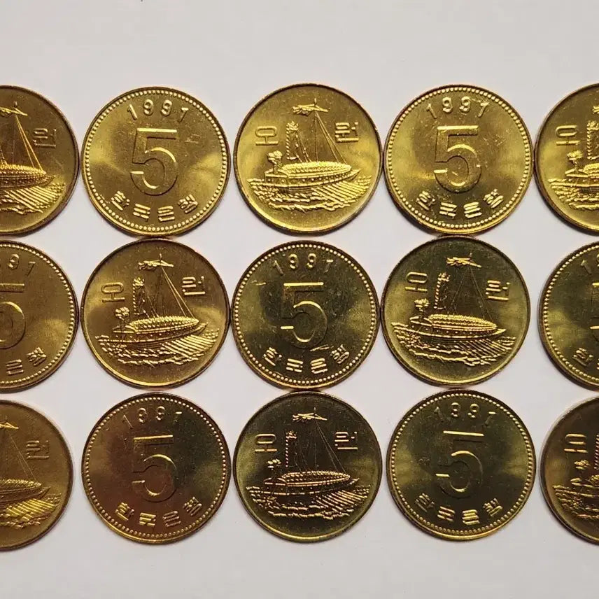 [BUNJANG] 1991 5 Won Coin Bundle (12 Coins, Unused) / 미사용/1991년 5원 12점