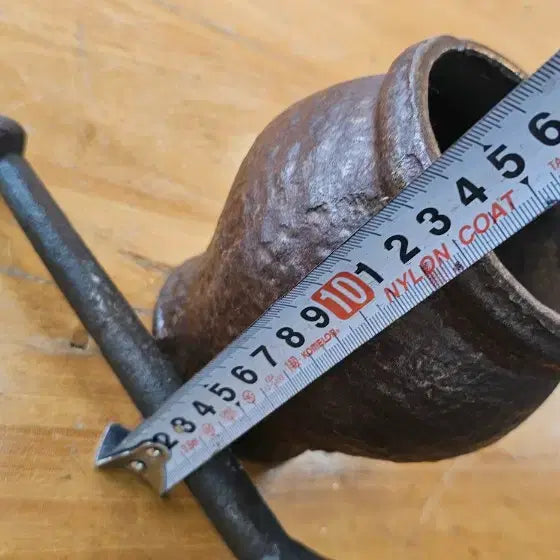[BUNJANG] Antique Cast Iron Mortar and Pestle Set / 옛날. 무쇠 약절구 높14. 배볼록형