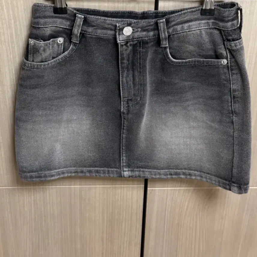 [BUNJANG] Hipnatic Eplin Washed Semi-High Waist Denim Skirt Black-Blue S / 히프나틱 에플린 워싱 반하이 데님 스커트 흑청 s