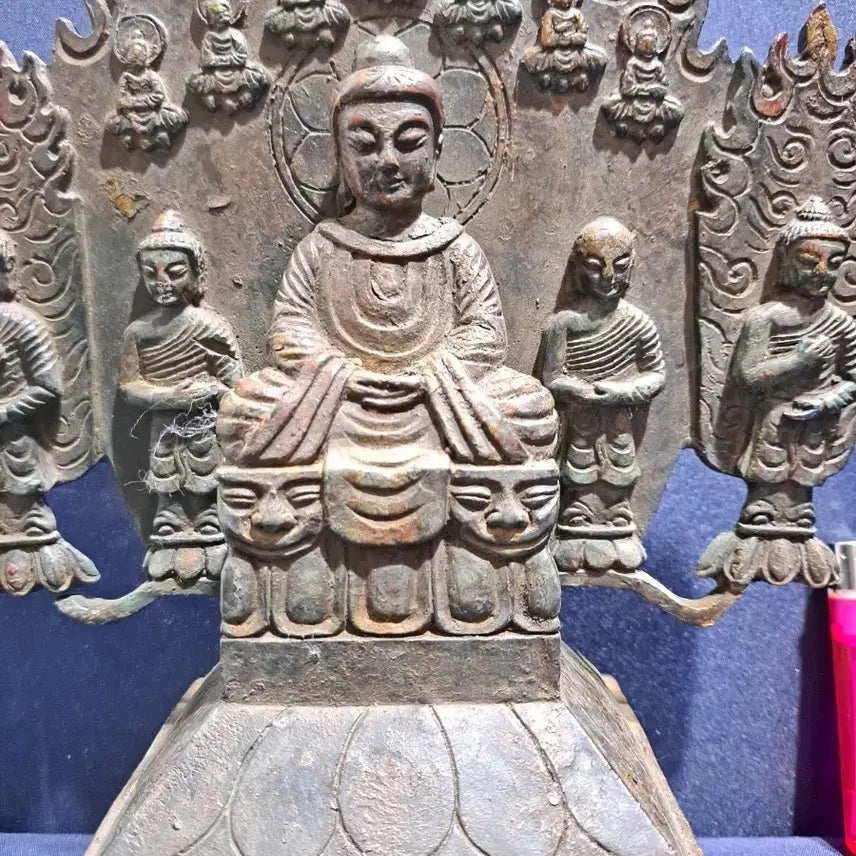 [BUNJANG] Antique Seated Buddha Triad Statue / 삼존불상