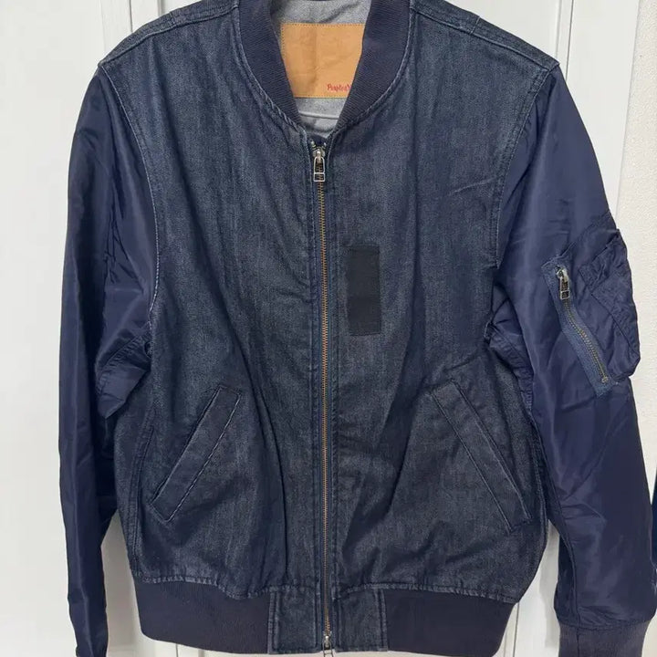 [BUNJANG] Japanese Vintage Purple &amp; Yellow Denim MA-1 Jacket / 일본 빈티지 퍼플앤옐로우 데님 ma1