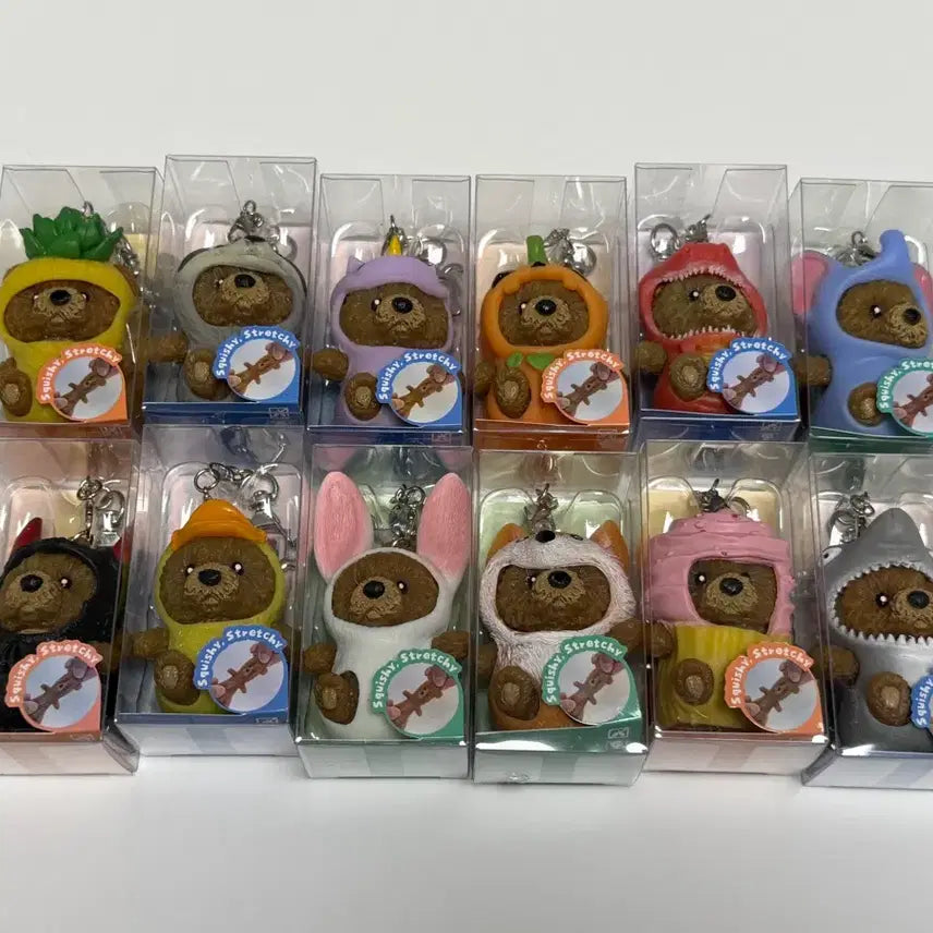 [BUNJANG] Bear Lala Teddy Bear Costume Dress-Up Squeeze Keyring Set / 베어라라 곰돌이 코스튬 드레스업 스퀴시 키링 세트