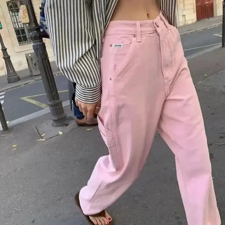 [BUNJANG] Modest Mood Iscrework Pants Pink Denim / 모데스트무드 이스크워크 팬츠 핑크 데님