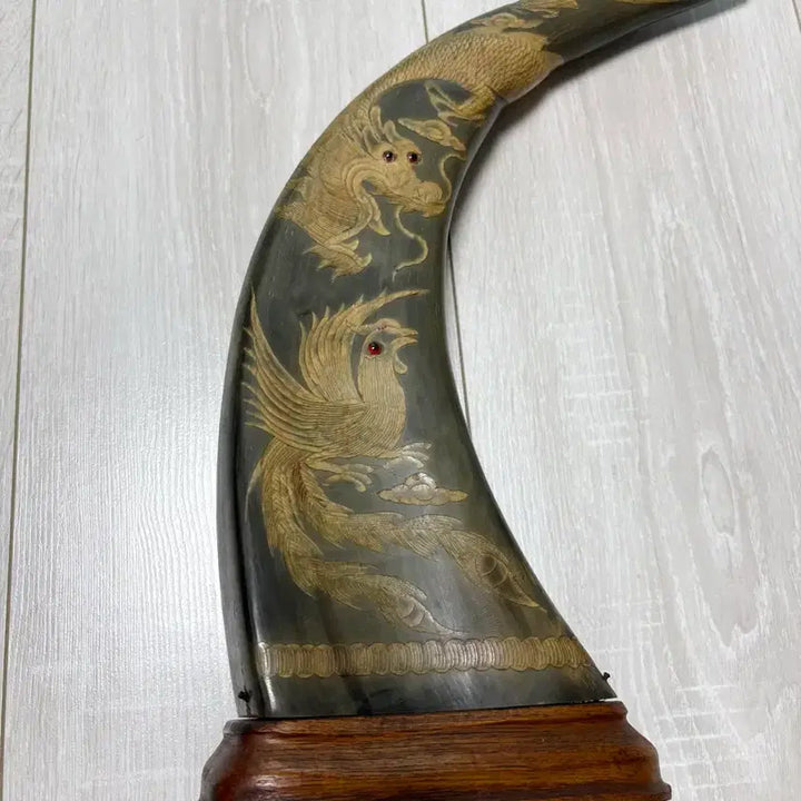 [BUNJANG] Antique Carved Buffalo Horns with Dragon and Phoenix Motif / BUFFALO HORNS 전통 방식으로 조각된 물소 뿔