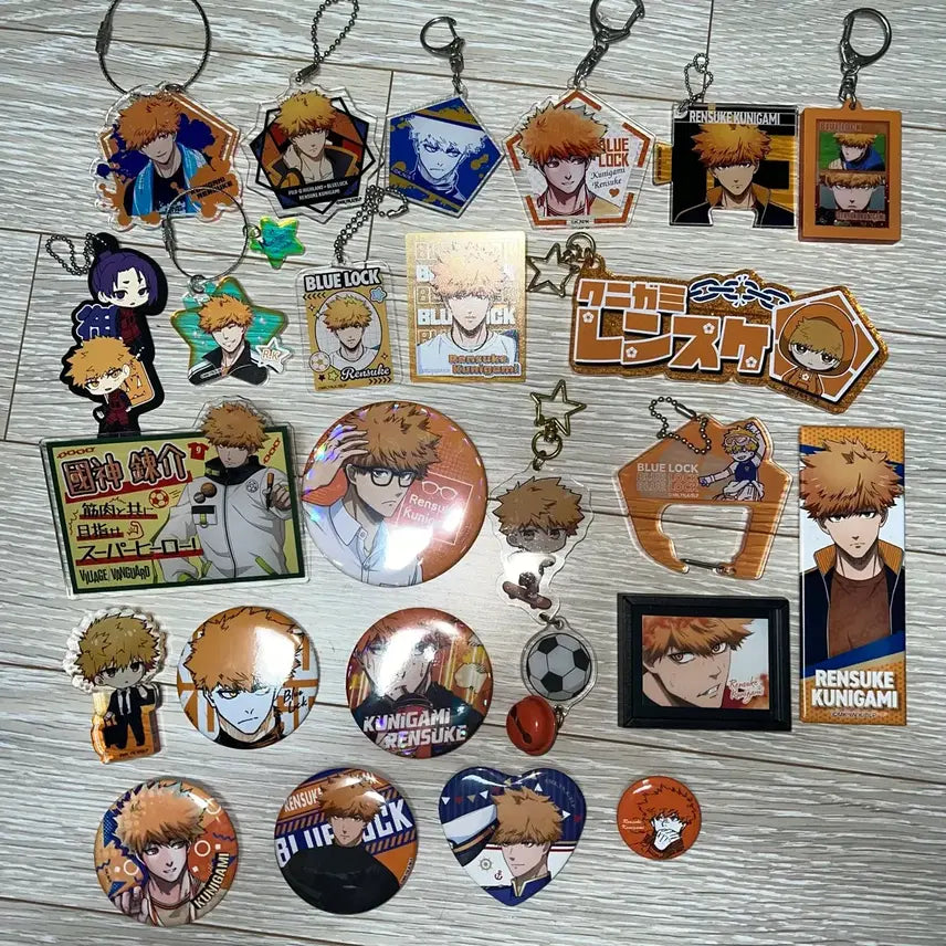 [BUNJANG] Blue Lock Kunigami Rensuke Acrylic Keyring &amp; Badge Set / 블루록 쿠니가미 렌스케 굿즈 아크릴 키링 뱃지
