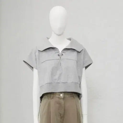 [BUNJANG] Archive Embroidery Zip-Up Cropped T-Shirt / 시스템 크롭티