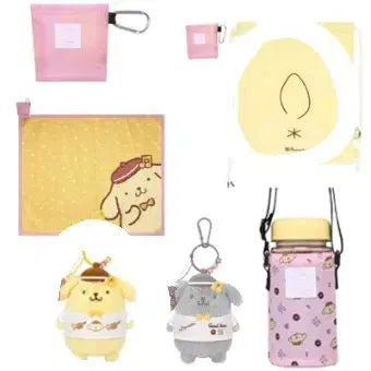 [BUNJANG] Sanrio Pompompurin Collaboration MD Set Keyring &amp; Gym Sack (Sealed) / 미개봉) 세재페 폼폼푸린  MD 키링 짐색 일괄판매