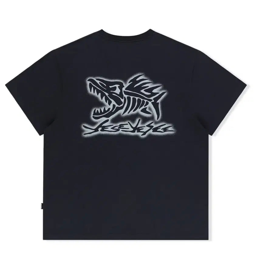 [BUNJANG] YESEYESEE Fish Bone Short Sleeve T-shirt Charcoal L / 새상품 ) 예스아이씨 피쉬본 YESEYESEE Fish 반팔티 물고기 L