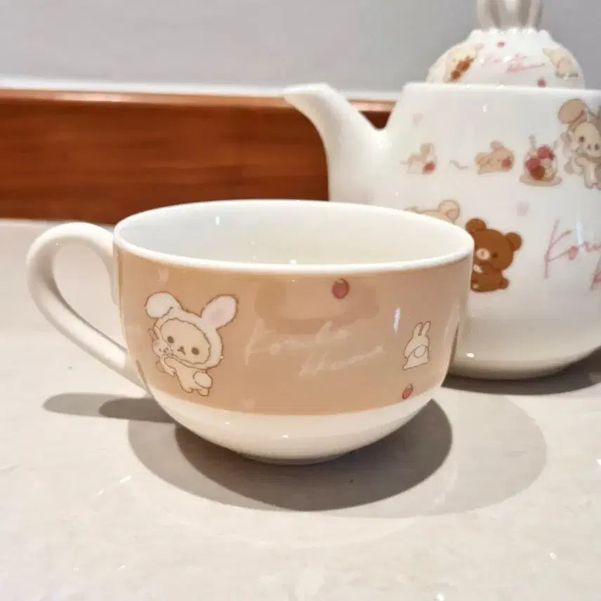 [BUNJANG] Korilakkuma &amp; Rabbit Tea Time Teapot &amp; Cup Set / 코리락쿠마와 토끼 티 타임 찻주전자 &amp; 컵 세트