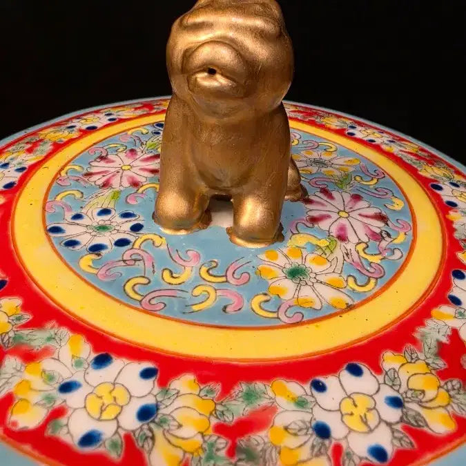 [BUNJANG] Cloisonné Enamel Tripod Censer with Flower and Bird Design / 260522-5 분채법랑 전지화훼문 삼족유개합