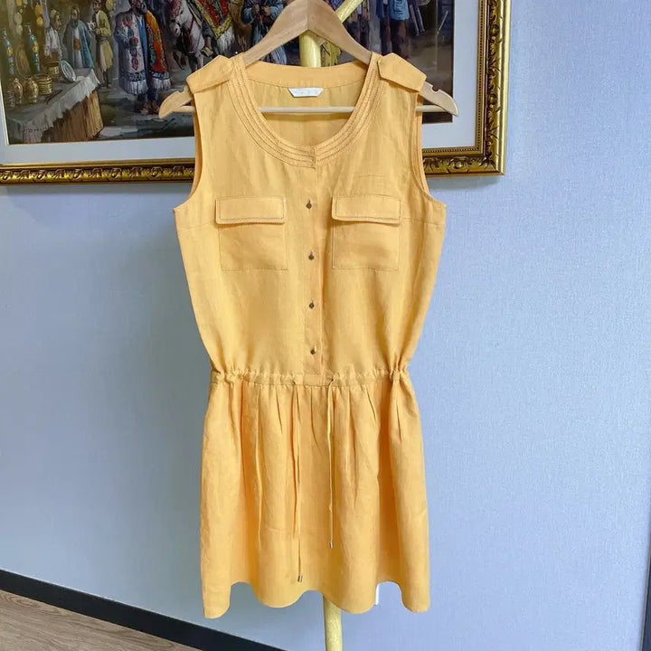[BUNJANG] NAMU Linen 100% Sleeveless Dress Yellow / (55) NAMU 나무 자체제작 린넨 마 100% 원피스 상태GOOD