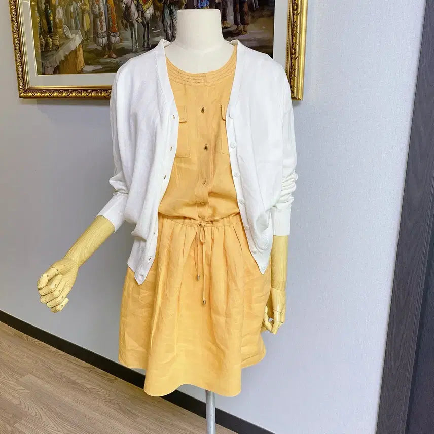 [BUNJANG] NAMU Linen 100% Sleeveless Dress Yellow / (55) NAMU 나무 자체제작 린넨 마 100% 원피스 상태GOOD