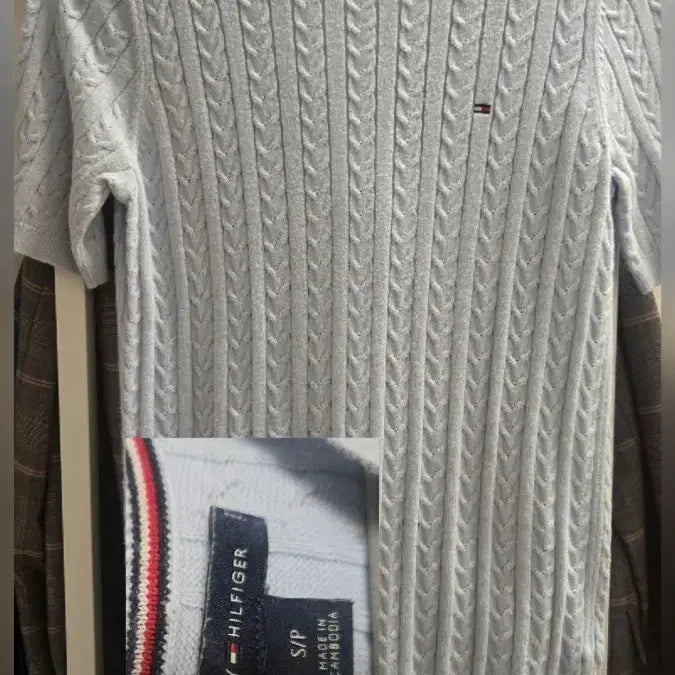 [BUNJANG] Tommy Hilfiger Cable Knit Short Sleeve S / 타미힐피거 케이블 반팔 니트 S