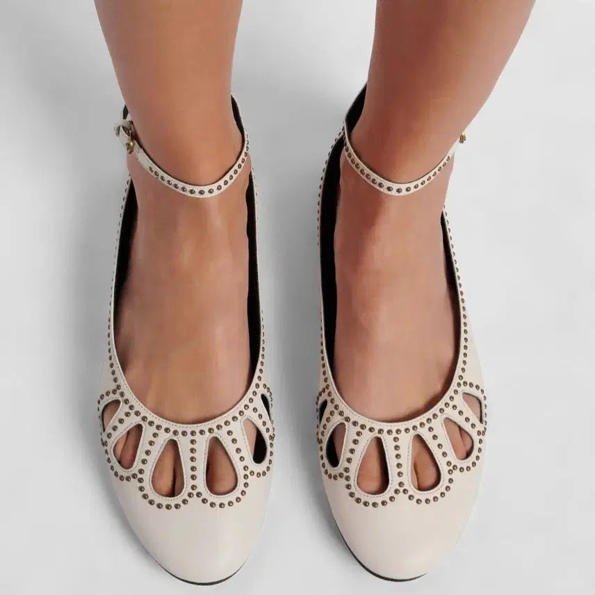 [BUNJANG] Isabel Marant Butter Ivory Ankle Strap Ballerina Shoes (37) / 이자벨마랑 버터아이보리 앵클 스트랩 발레리나 슈즈 (37)