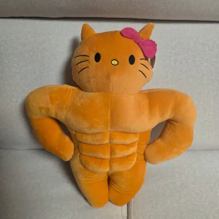 [BUNJANG] Hello Kitty Muscle Plush Toy / 새상품) 중대형인형 헬로키티 근육 인형 헬스장 머슬 헬창 태닝 키티 오토