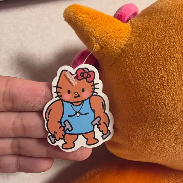 [BUNJANG] Hello Kitty Muscle Plush Toy / 새상품) 중대형인형 헬로키티 근육 인형 헬스장 머슬 헬창 태닝 키티 오토