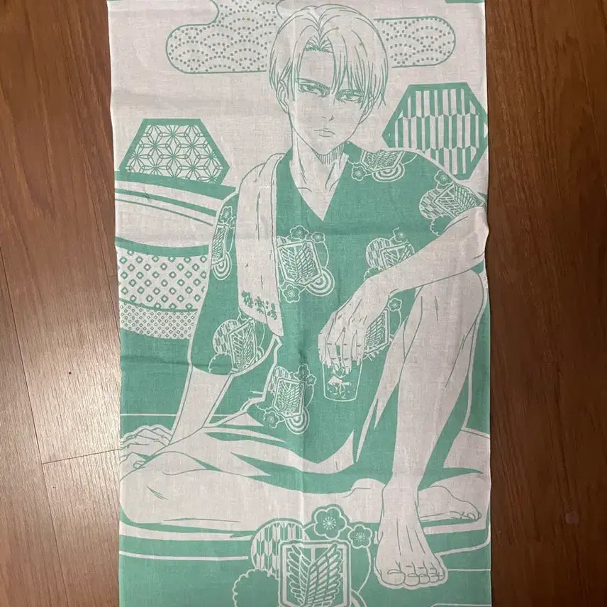 [BUNJANG] Attack on Titan Levi Rakusupa Gokkutan Fabric Poster Towel / 리바이 라쿠스파 극락탕 패브릭 포스터 타올