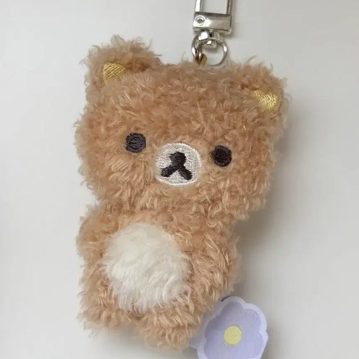 [BUNJANG] Rilakkuma Flower Plush Mini Doll Keychain / 리락쿠마 플라워 뽀글이 미니 인형 키링