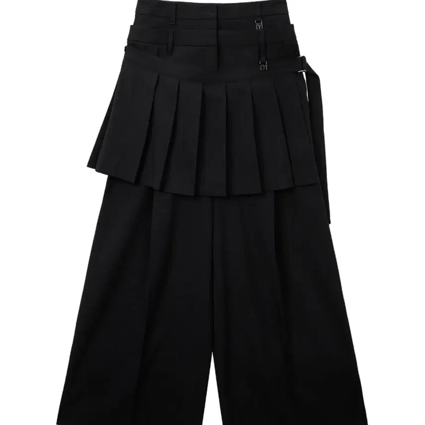 [BUNJANG] Trimingbird Flowing Pleated Layered Pants Black / 트리밍버드 플로잉 플리츠 레이어드 팬츠