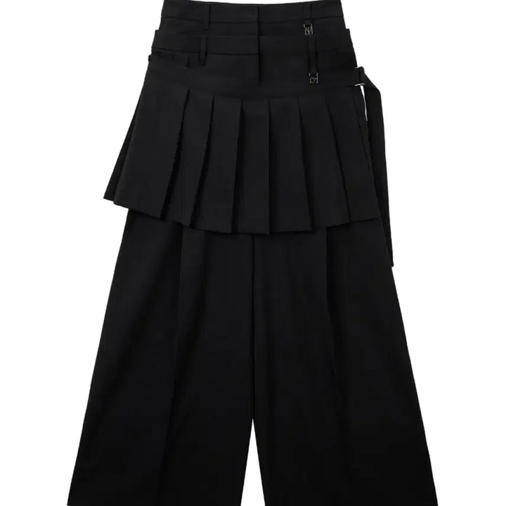 [BUNJANG] Trimingbird Flowing Pleated Layered Pants Black / 트리밍버드 플로잉 플리츠 레이어드 팬츠