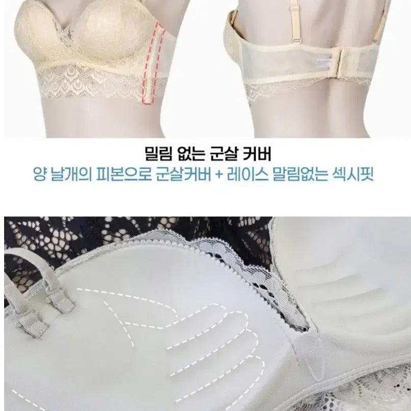 [BUNJANG] Lace Volume Padded Bra (75AB) - Peach/Skin White, Wire-free / 레이스 볼륨 손바닥 브라 75ab 피치/스킨 화이트 노와이어