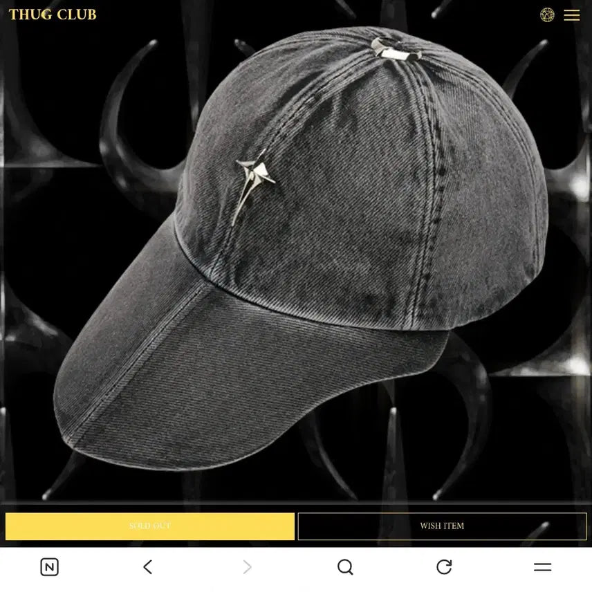 [BUNJANG] Thug Club Sword Cap Grey / 떠그클럽 스워드 캡 그레이(새상품)