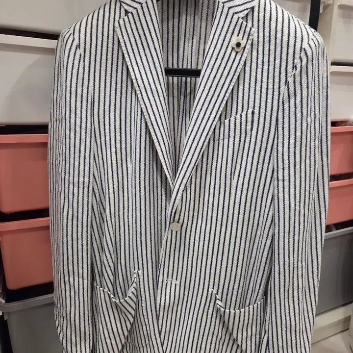 [BUNJANG] Lardini Striped Blazer Jacket Size 46 / 라르디니 스트라이프 블레이저 자켓 46