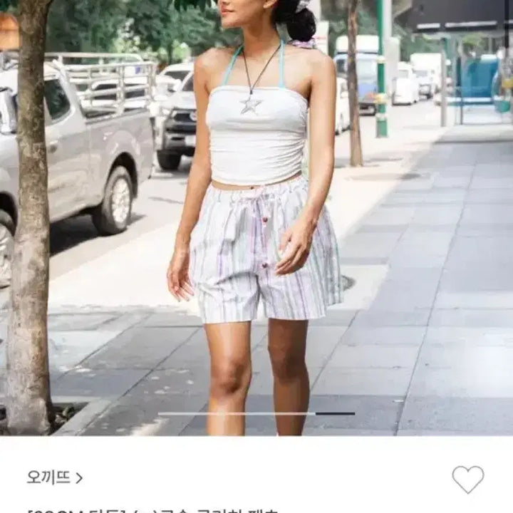 [BUNJANG] Occult Beaded Glitch Pants Summer Striped Shorts / 오끼뜨 구슬 글리치 팬츠 여름바지 반바지 스트라이프 새상품