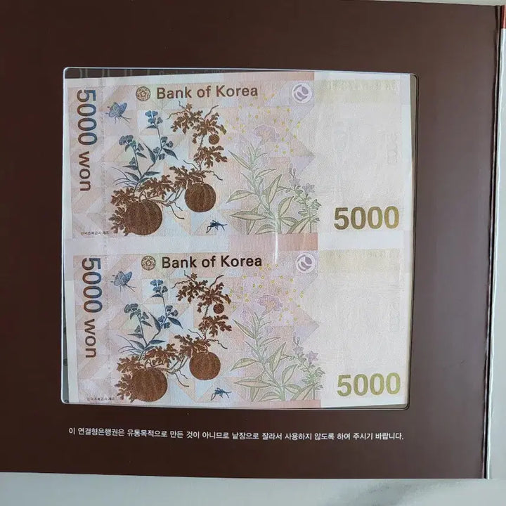 [BUNJANG] South Korean 5,000 Won Banknote Pair - AA Series / 오천원권 2매 연결형 은행권