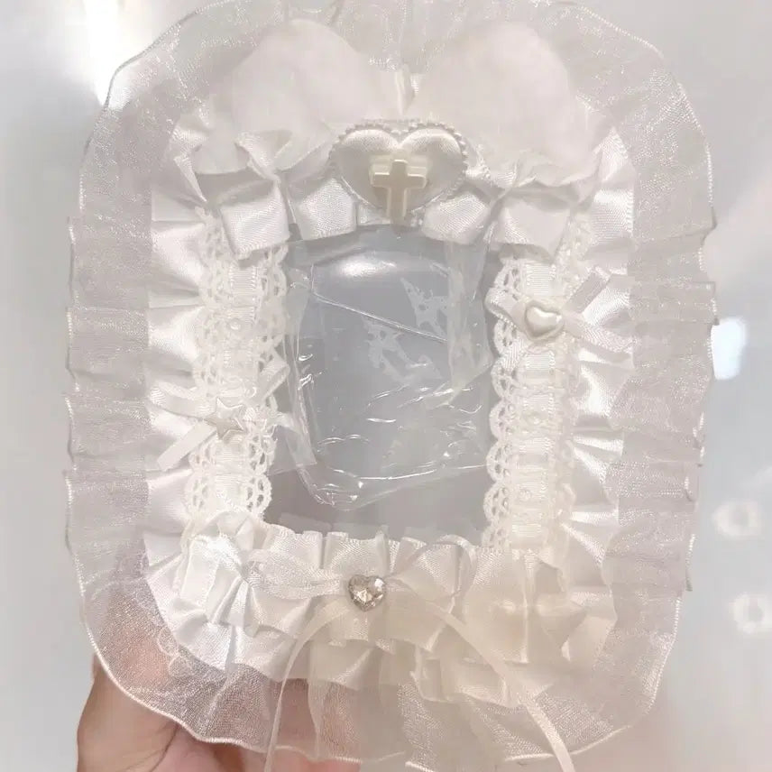 [BUNJANG] White Lace Handmade Photocard Holder / 화이트 레이스 탑꾸 탑로더 꾸미기 핸드메이드 포카홀더