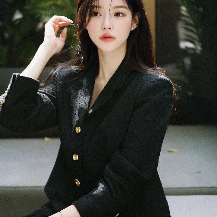 [BUNJANG] MilkCocoa Classic Black Tweed Jacket / 밀크코코아 클래식 블랙 트위드 자켓