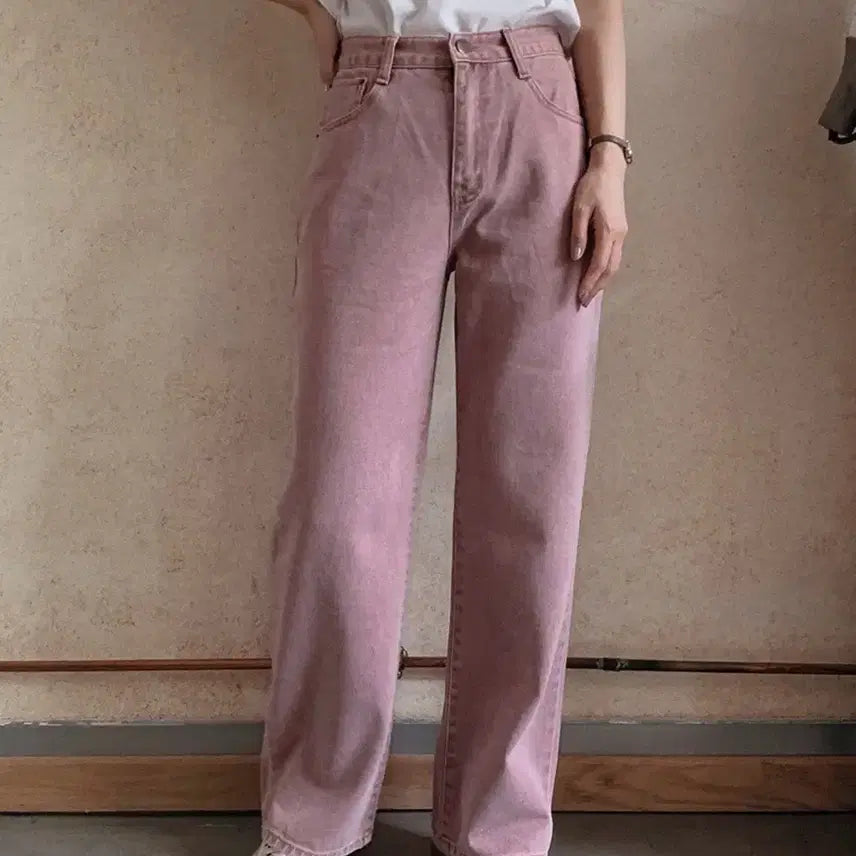 [BUNJANG] Slowand Wide Denim Pants (Mute Pink) / 뮤트 핑크 와이드 데님 팬츠