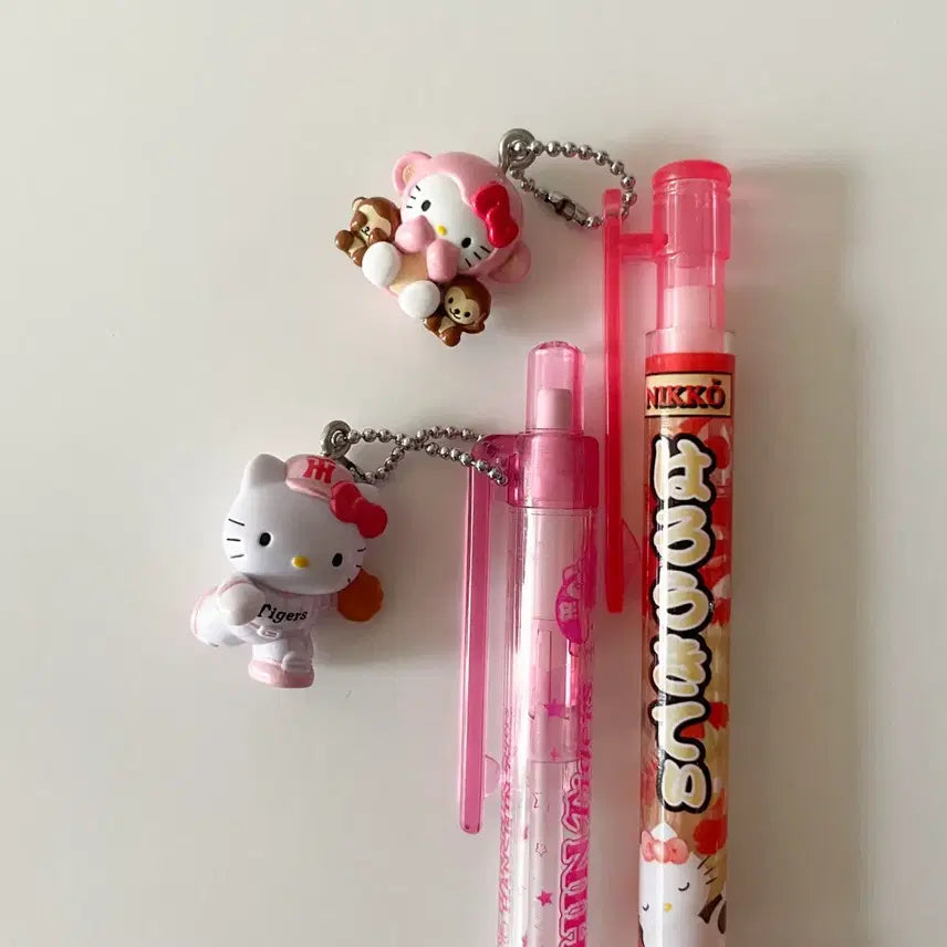 [BUNJANG] Vintage Hello Kitty Baseball Monkey Mechanical Pencil &amp; Ballpoint Pen Set / 고전 키티 야구 원숭이 샤프 볼펜