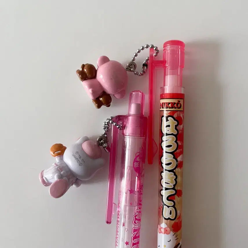 [BUNJANG] Vintage Hello Kitty Baseball Monkey Mechanical Pencil &amp; Ballpoint Pen Set / 고전 키티 야구 원숭이 샤프 볼펜