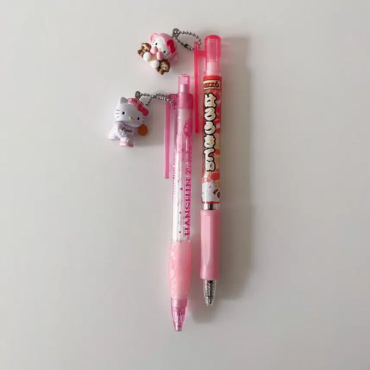[BUNJANG] Vintage Hello Kitty Baseball Monkey Mechanical Pencil &amp; Ballpoint Pen Set / 고전 키티 야구 원숭이 샤프 볼펜